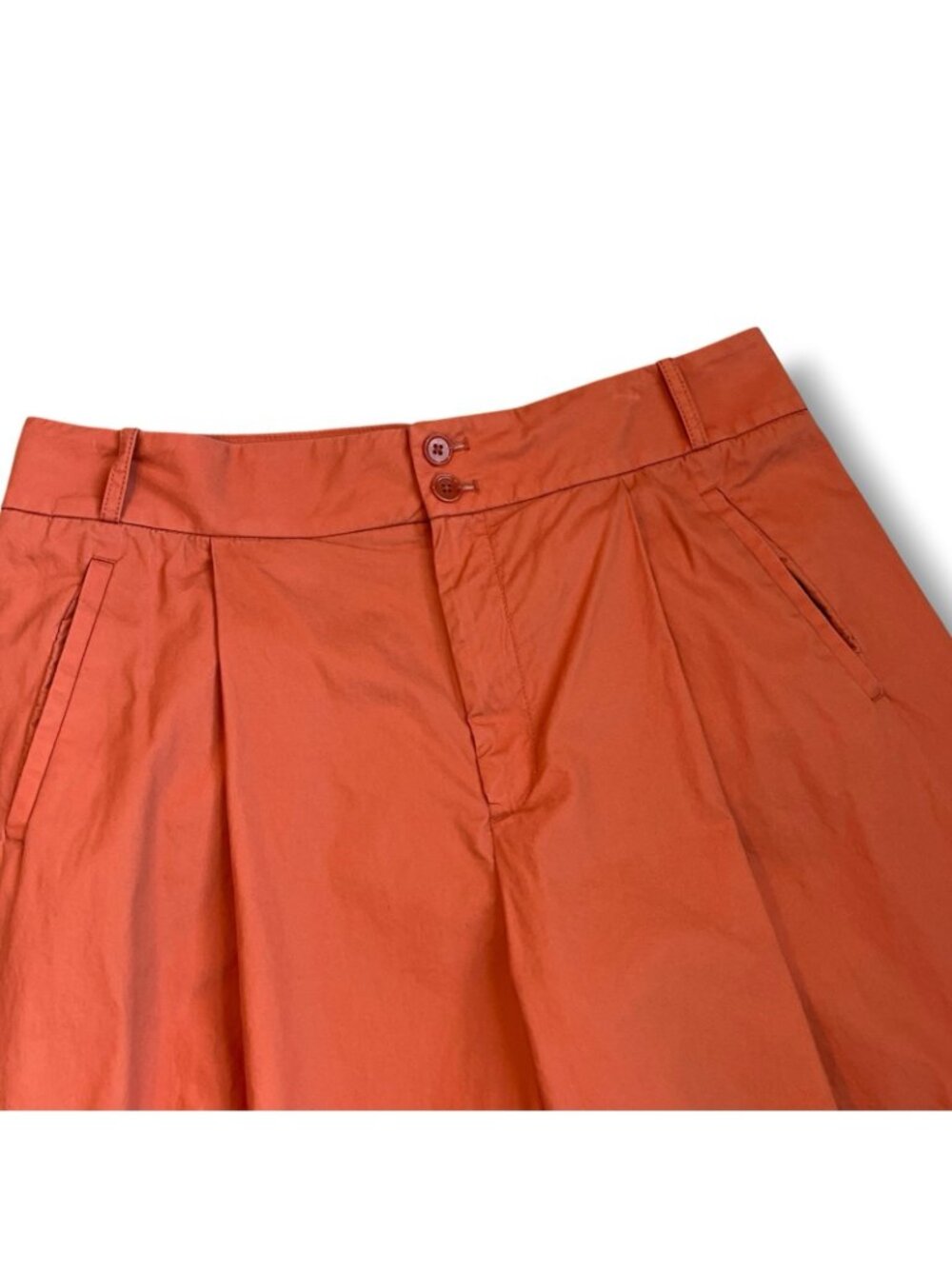 by Anthropologie Cropped Wide-Leg Trousers Culottes size 14 pleated Orange - Picture 4 of 10